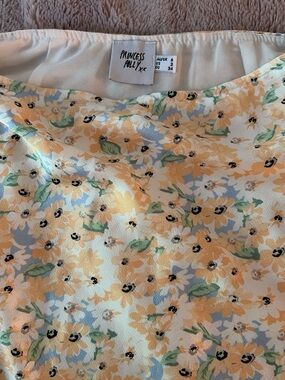 Princess Polly Daisy Satin Slip Dress - Yellow, Blue & Green Floral